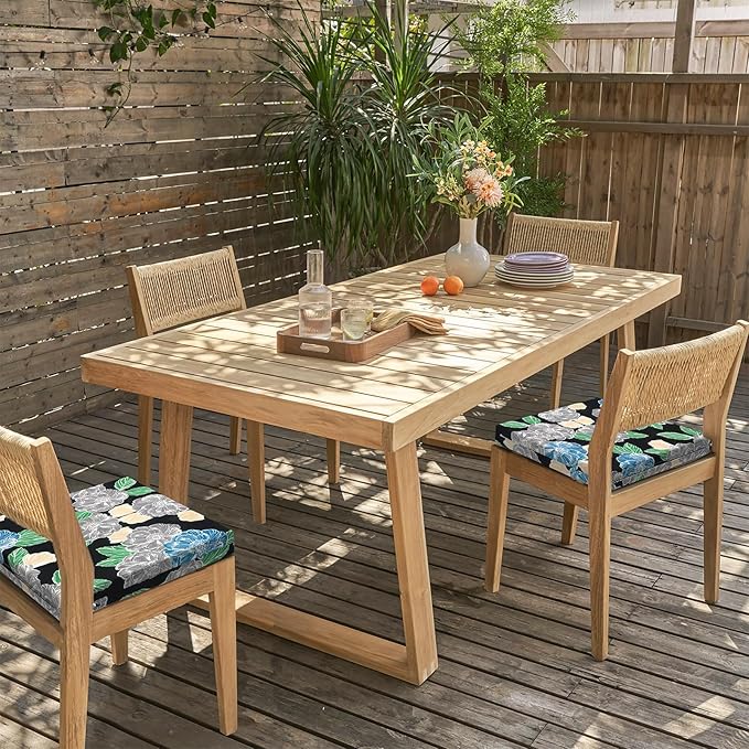 LVTXIII Outdoor Seat Cushions Set of 4 Square Corner Chair Cushions with Ties, Patio Chair Pads for Home Office and Patio Garden Furniture Decoration 18.5"x16"x2", Peony Garden