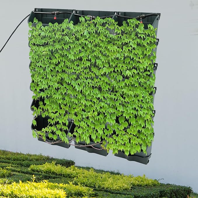 18 Pots Self-Watering Wall-Mounted Planter, Vertical Garden Wall Planter with Intelligent Control & Adjustable Irrigation System for Indoor Outdoor Plants Vegetables Fruits Herbs