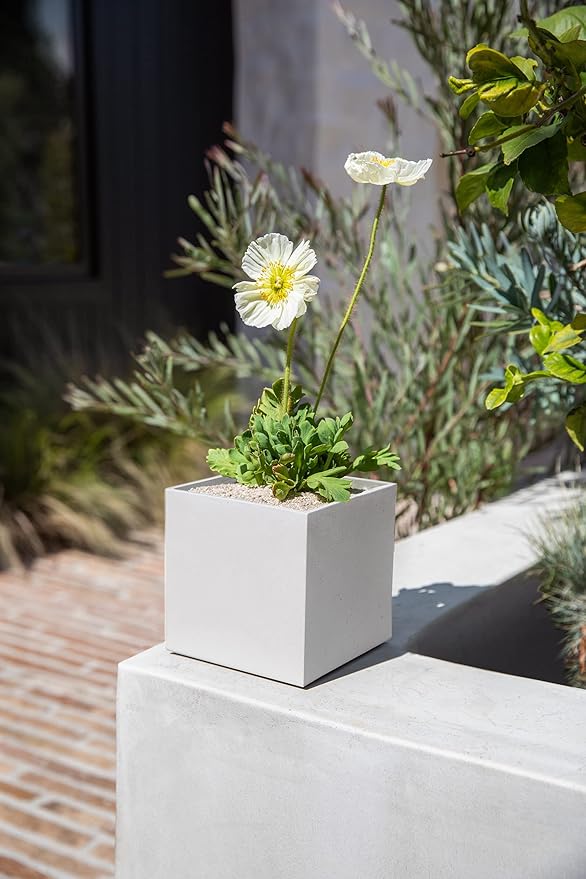 Veradek Forma Series Cube Planter - Square Planter for Window Sill/Table Decor | Made from Plastic-Stone Material | Modern Décor for Succulents, Indoor Small Plants
