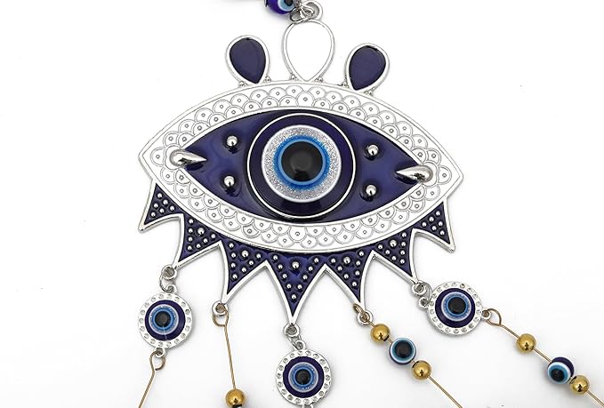 BWINKA 17.3" Gothic Evil Eye Wind Chimes - Weather-Coated Metal Witch Bells for Door Protection - Vintage Copper Finish Spooky Halloween Decor for Garden, Porch & Backpack - Spiritual Gift