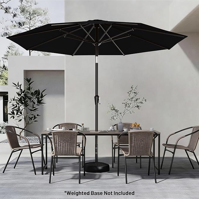 AreShark 9 FT Patio Umbrella for Outdoor, Outdoor Table Umbrella with Push Button Tilt and Crank, Outdoor Patio Umbrellas with 8 Sturdy Ribs for Market, Garden, Pool (Black)