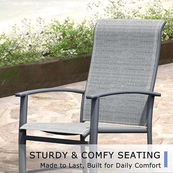 Outdoor Dining Chairs Set of 6, Patio Chairs with Metal Frame & Textilene Fabric, Perfect for Patio Garden Deck