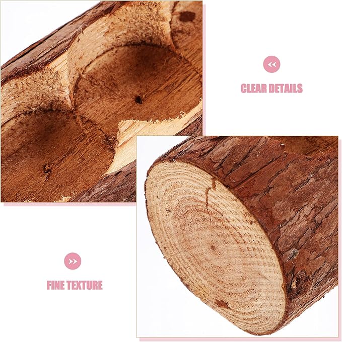 GANAZONO Wooden Pile Candle Stand Natural Log Plant Pot Creative Balcony Flower Pot Holder for Home Decor Garden Tabletop Ornament