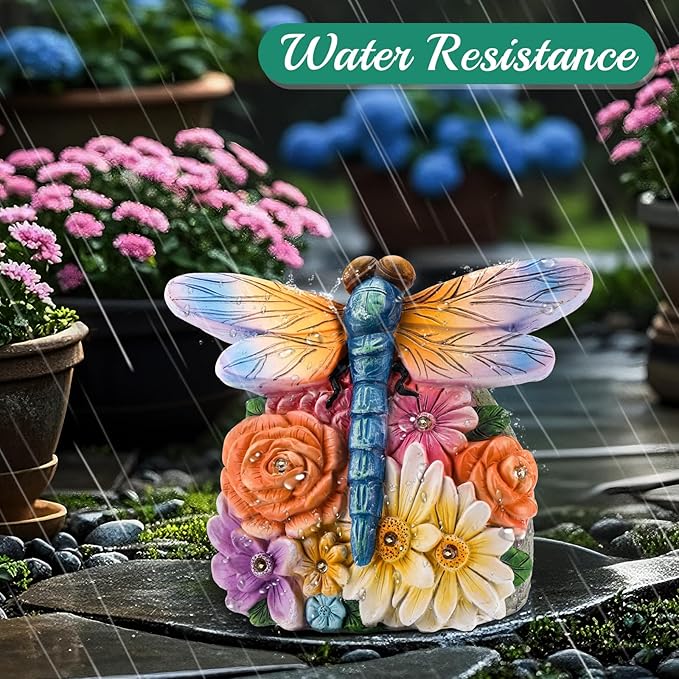 Linkax Birthday Gifts for Women Mom Grandma Sister, Solar Dragonfly Lights Garden Decor, Outdoor Solar Dragonfly Figurine for Outside Patio Yard Front Porch Home, Gardening Housewarming Gifts New Home