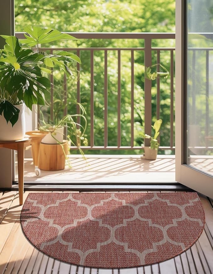 Unique Loom Outdoor Trellis Collection Area Rug (3' 1" x 6' 1" Hearth Rust Red/Ivory)