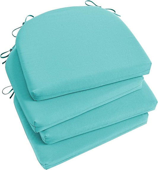 Basic Beyond Outdoor Chair Cushions Set of 4, Outdoor Cushions for Patio Furniture, Water Resistant Patio Chair Cushions with 2 Ties, 17x16x2, Teal
