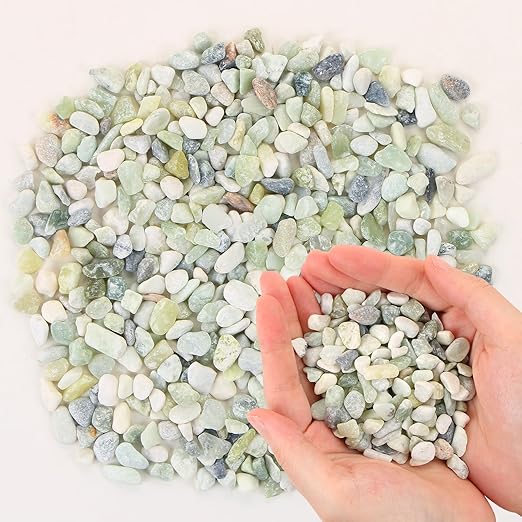 MIDELONG 0.44Lb Succulents and Cactus Bonsai DIY Rocks, Jade Bean Pebbles Natural Decorative Polished Stones Vase Fillers Gravel River Rocks for Indoor Plants,Terrarium,Fairy Gardening (6mm-9mm)