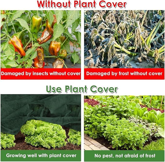 Plant Cover Freeze Protection, 33FT x 10FT Green Floating Row Cover Garden Fabric Plant Protector for Winter Frost Blanket Sun Pest Protection Tree Wraps Vegetable Shade Cloth for Greenhouse