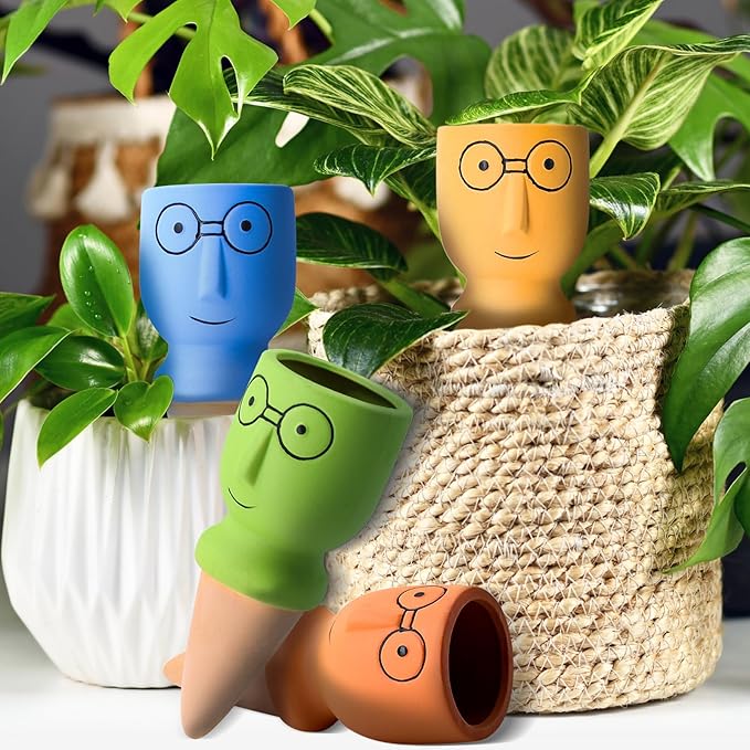 Terracotta Watering Spikes, 4PCS Self Watering Globes, Slow Release Self Watering Planter Insert, Plant Watering Globes for Indoor and Outdoor Plants