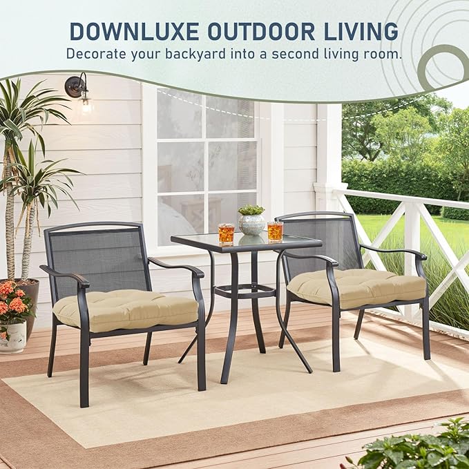 downluxe Outdoor Chair Cushions Set of 4 for Patio Furniture, Waterproof Tufted Overstuffed Patio Furniture Cushions, Thick Outdoor Seat Cushion, 19" X 19" X 5", Khaki