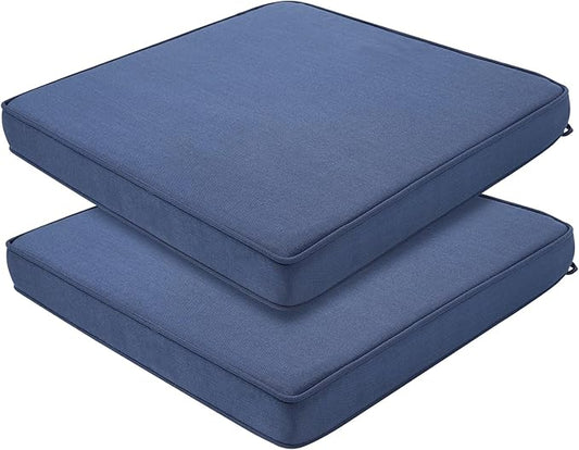 Outdoor Chair Cushions 18x18 Inch,Set of 2,Water Resistant Chair Pads with Ties,Square Seat Cushion 18"x18"x2.5",Patio Chair Cushion for Garden,Backyard Furniture(Ink Blue)