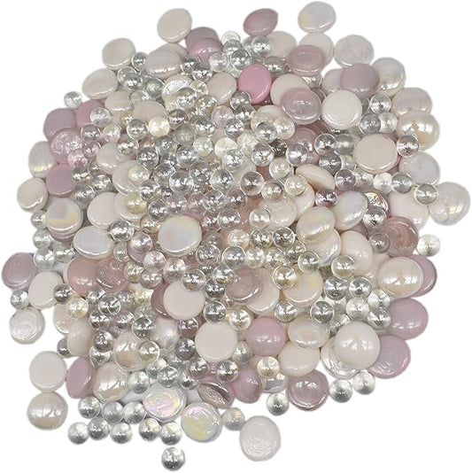 Set of 5 Pounds of Exotic Aquarium and Vase Gems and Mini Orbs! Perfect for Aquariums, Vase Fillers, Table Scatter, Scrapbooking, and Much More! Pink Silver White Gems