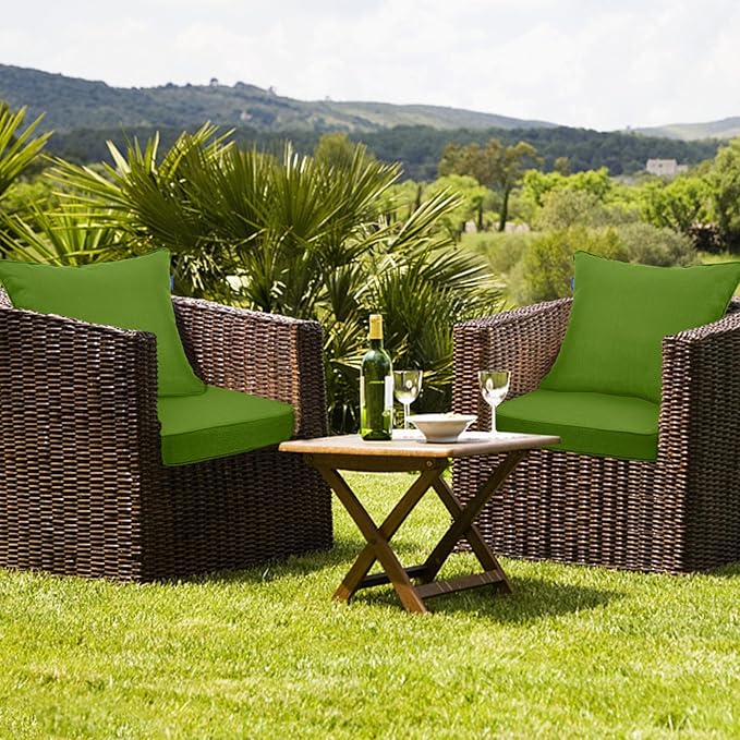 Deep Seat Cushions, Outdoor Cushions, Patio Furniture Cushions, Deep Seat & Back Cushion Patio Cushions for Backyard Couch Sofa Fade Resistant (24x24x4 inches 4 Sets, Solid Grass Green)
