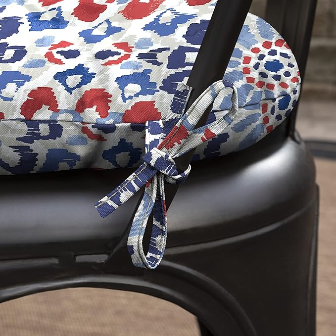 Arden Outdoor Tufted Bistro Seat Cushion, Set of 4, 14.5 in x 15 in, Rain-Proof, Fade Resistant Clark Blue