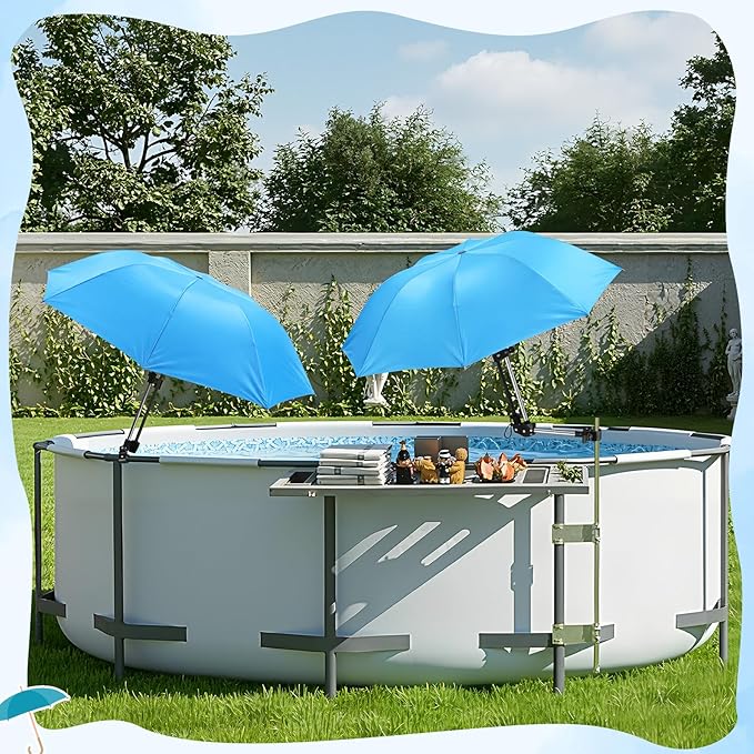 4 Pack Pool Shade Umbrella with Adjustable Clamp 38.6'' Above Ground Pool Sunshade Patio Umbrella for Garden Backyard Beach Chairs Camping Strollers Golf Carts Outdoor Sunshade Accessories