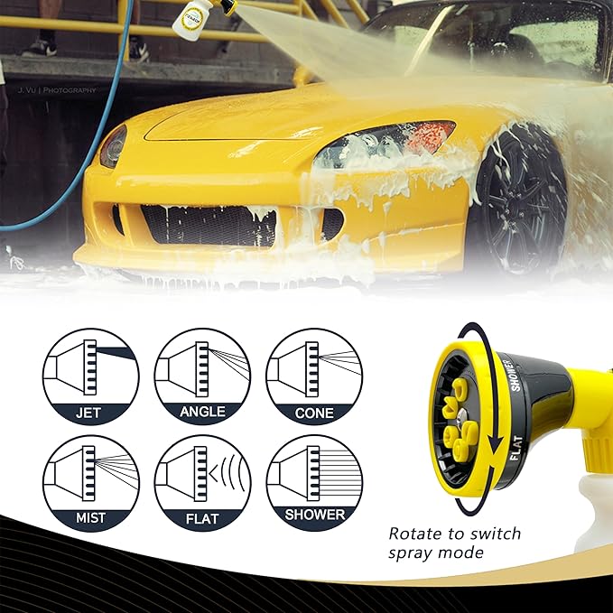 Foam Gun Car Wash Sprayer with Washing Sponge & Absorbent Towel, Foam Cannon Car Washing Kit, 1/2” Connector for Garden Hose, for Car/Garden Cleaning (YELLOW)