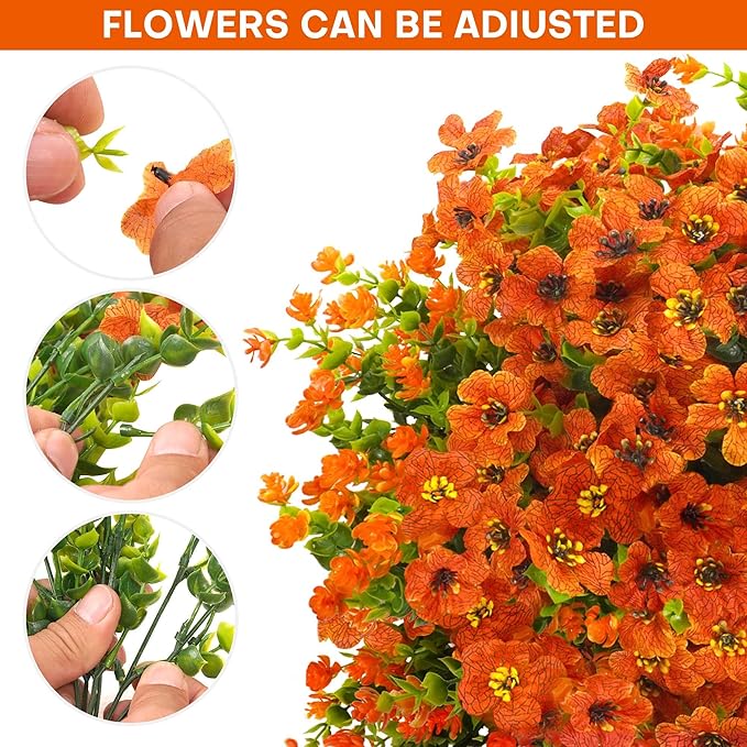 16 Bundles Artificial Mums for Outdoors Garden Home Decoration Fake Mums Decoration UV Resistant Lifelike Faux Silk Daisy for Outside Home Planter Front Porch Patio Thanksgiving Decor Thanksgiving