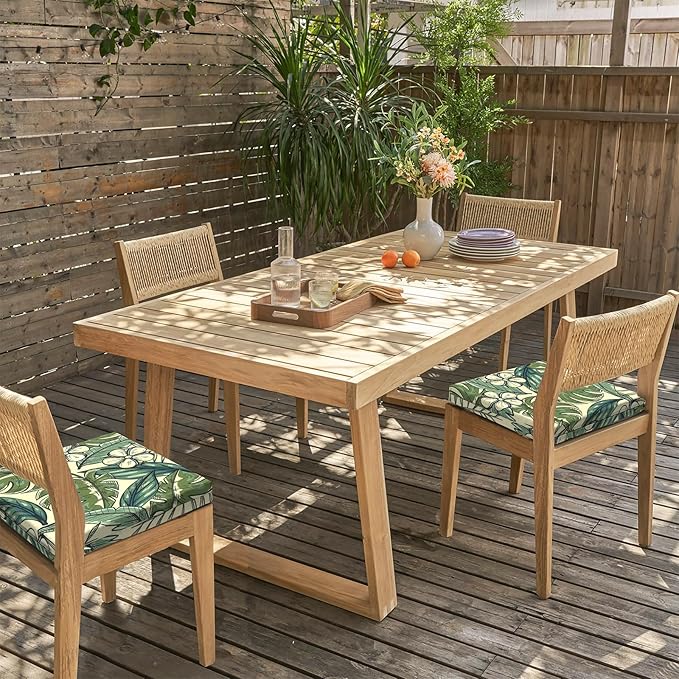 LVTXIII Outdoor Seat Cushions Seasonal Replacement Chair Cushions, Patio Chair Pads with Ties for Dining Chairs and Garden Furniture, Square Back, 18.5"x16"x2", 2 Pack, Tropical Paradise