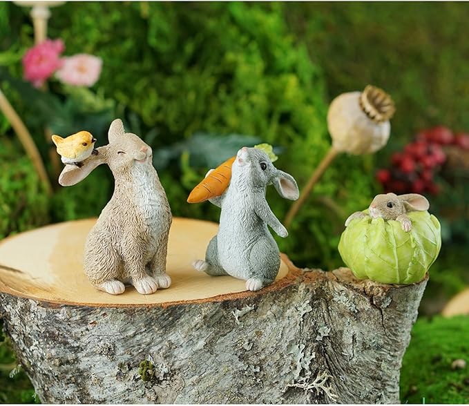 Top Collection Miniature Fairy Garden and Terrarium Rabbit Holding Carrot Statue