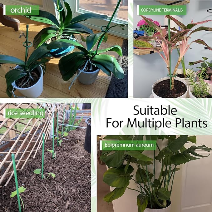 16PCs Plant Stakes for Indoor Plants,17 Inch Plant Support Stakes with Clips, Tall Adjustable Plant Sticks for Indoor Monstera Tomato Orchid Potted Plants Flower Comes with Spearhead End