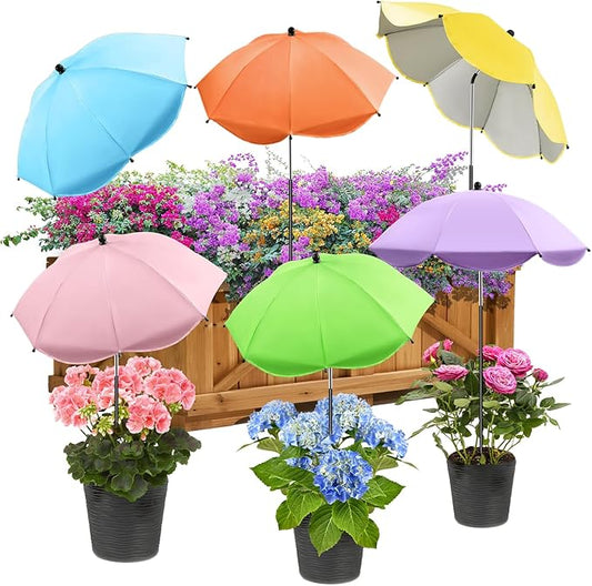 6 Pack Plant Umbrellas for Outdoor Plants - 40" Height Plant Shades for Outdoor Plants with Adjustable Angel, 26" Wide Garden Sun Umbrella Shade Cover for Potted Plant, Garden Beds, Vegetable, Flower