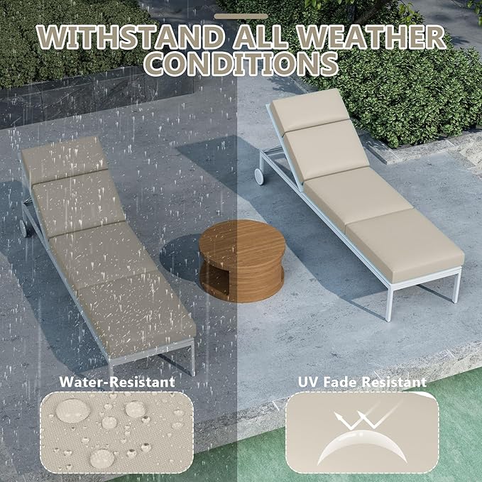 Chaise Lounge Cushions Outdoor, 72 x 21 x 4 Inch Lounge Chair Cushions for Outdoor Furniture - Waterproof Lounge Patio Replacement Cushion, 4In Fade-Resistant ThickPatio Chaise Lounge Cushion
