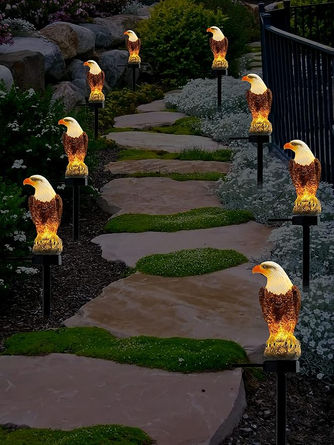 Eagle Figurine Garden Solar Stake Light Eagle Solar Lights Outdoor Decorative Bright Light Eagle Statue for Garden, Lawn, Patio, Yard Decoration（2pack）