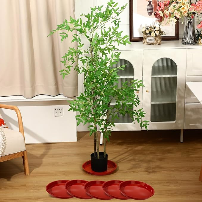 Sawysine 30 Pack Plastic Plant Saucer Round Drip Trays Red Flower Pot Saucers Thick Plant Dish Sturdy Water Tray Heavy Drainage Potted Container for Indoor Outdoor Garden(12 Inches)