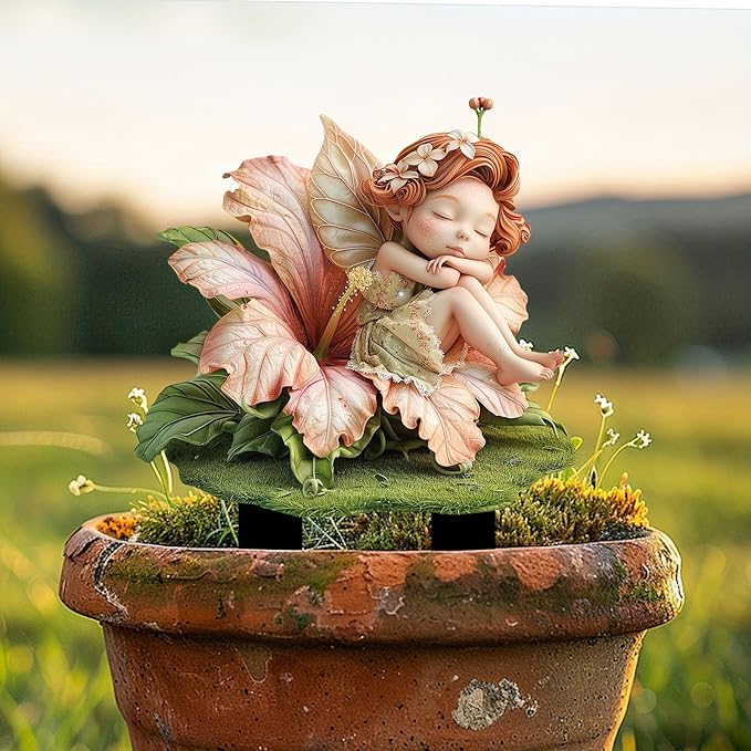 Sleeping Elf Bohemian Flower Pot Decor - Fairy Planter Pots for Home or Garden