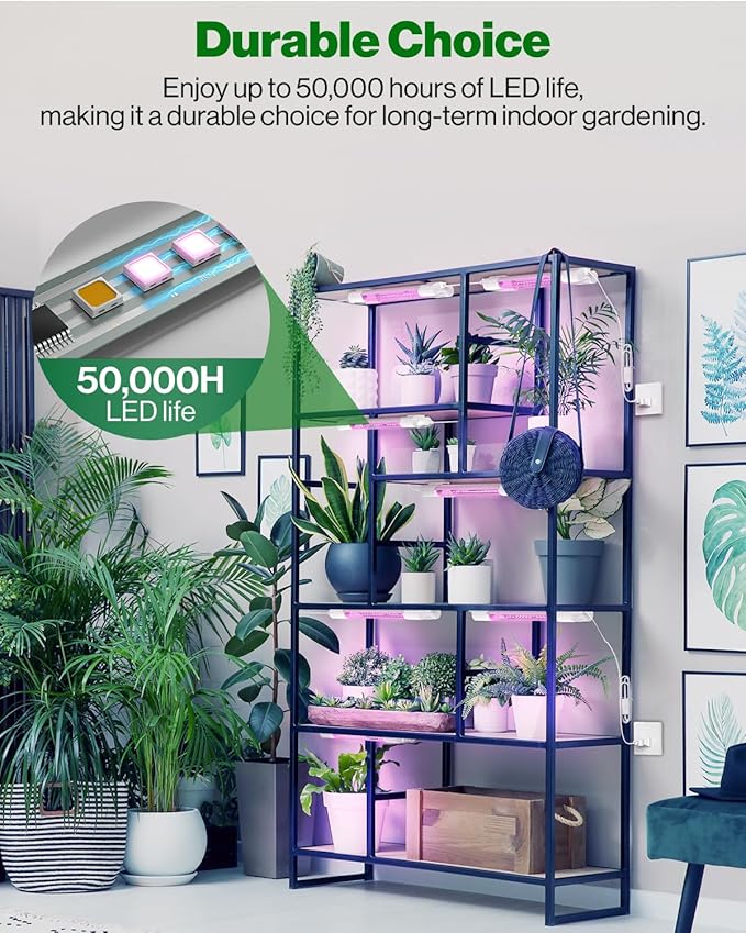 Sunco 1ft Grow Light LED, 10W, Full Spectrum, for Seed Starting, Seedling, Indoor Plants, Plug in Suspended Fixture, Link Up to 16, Inline Switch, ETL 2 Pack.