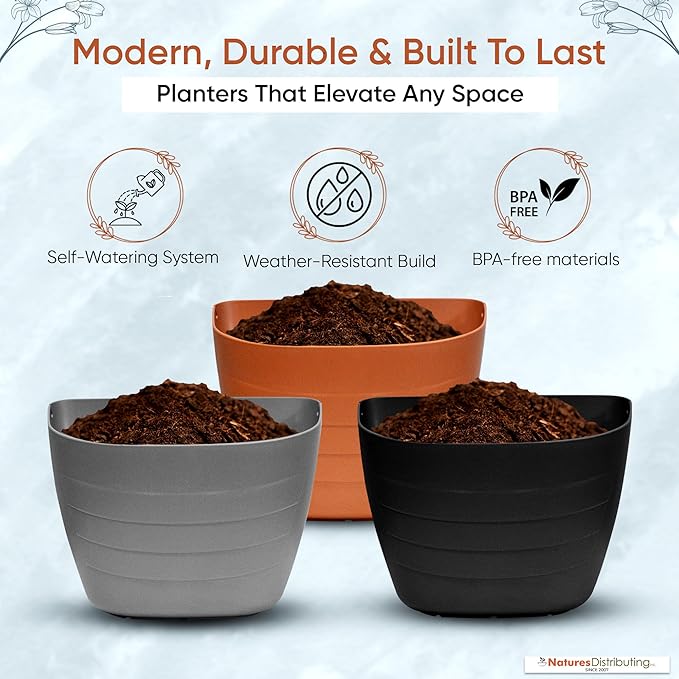 12 Inch Self-Watering Wall Planter for Indoor & Outdoor Use – Vertical Hanging Planter, BPA-Free, UV-Resistant – Perfect for Flowers, Herbs & Vegetables (Terracotta, Without Plug)