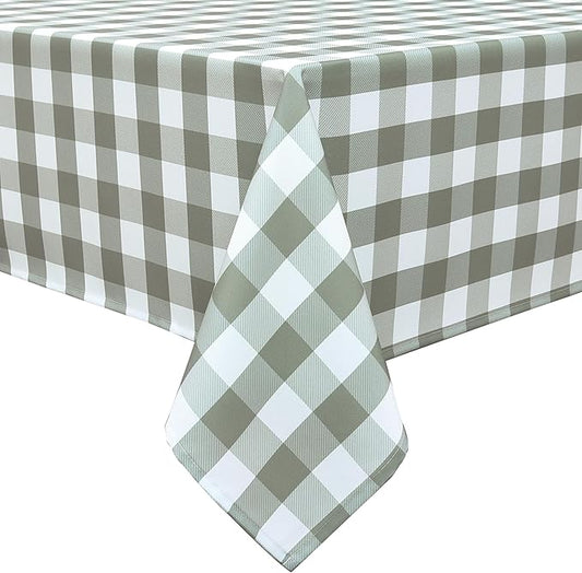 Classic Gingham Plaid Tablecloth Fabric - Rectangular 58x102 Inch Water Resistant Checked Table Cloth for Indoor/Outdoor Use - Table Cover for Kitchen, Picnics, Gardens, and Parties