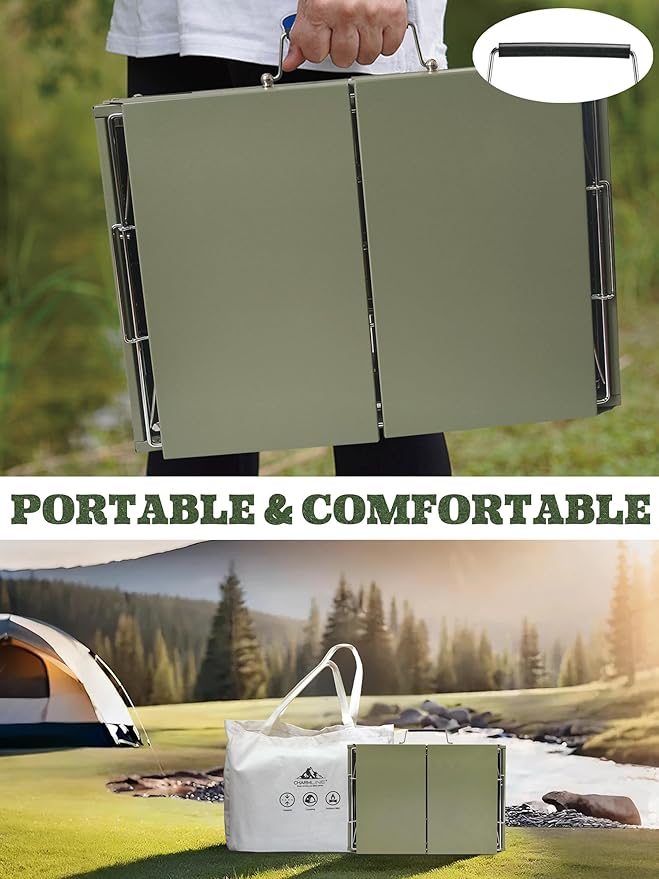 Charmline 20x14 inches Big Portable Charcoal Grill, Compact Grill with Liftable Grilling Net, Saving Space Barbeque Grill for Camping, Picnics, Gardens and Beach Parties, Green, Max