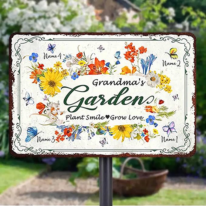 Personalized Metal Signs with Name Made in USA Custom Vintage Garden Sign Waterproof Vintage Decorative Metal Print for Wall Decor Customized Home Garden Ideas Gifts Artwork Prints for Yard Ourdoor