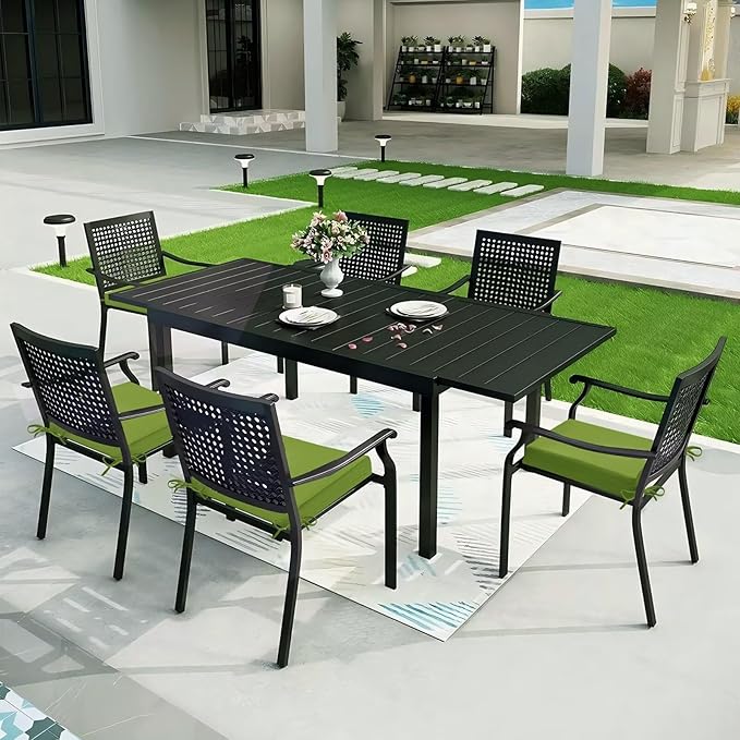 Outdoor Chair Cushions Set of 2, 18.5 x 16 Inch Patio Chair Cushions, Water Resistant, Non-Slip Ties (Grass Green)