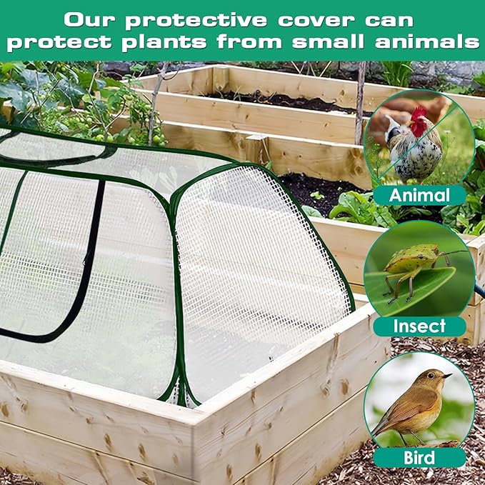 Raised Garden Bed Cover,Garden Row Plants Cover Accelerator, 45" L x 22" W x 16" H Greenhouse Cover for Raised Garden Bed and Vegetable Rows (2 Pack)