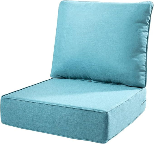 6" Thick Outdoor Cushions 22x24x6, 1-Set Deep Seat Patio Cushions with Removable Cover, Waterproof & Fade Resistant Replacement for Wicker Chair, Loveseat, Sofa - Teal