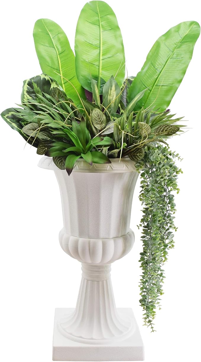 Arcadia Garden Products PL51WT-2 Deluxe Plastic Urn (Pack of 2), White, 16"x27"