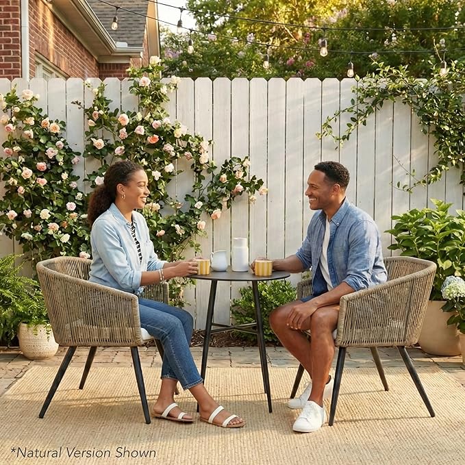 Best Choice Products Set of 2 Patio Dining Chairs, Outdoor Seating for Backyard, Poolside, Balcony w/Woven Wicker Design, 250lb Weight Capacity - Natural/Ivory/Natural