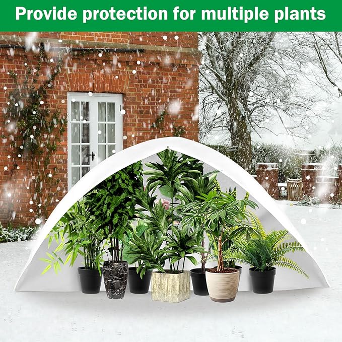 1 Pcs 10 x 10 ft Plant Covers Freeze Protection Extra Large Frost Cloth Plant Covers with Zipper Drawstring Winter Cold Weather Frost Blankets for Outdoor Palm Fruit Tree and Shrubs (White)