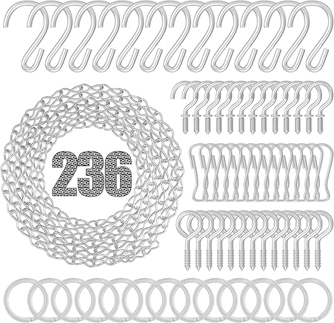 236 Inch Hanging Basket Chain,Decorative DIY Metal Silver Hanging Chain for Plants, Photo,Bird Feeder,Wind Chimes，Planters Baskets