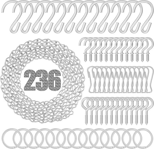 236 Inch Hanging Basket Chain,Decorative DIY Metal Silver Hanging Chain for Plants, Photo,Bird Feeder,Wind Chimes，Planters Baskets