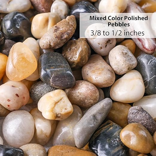DomeStar River Rocks for Landscaping, 2lb Decorative Ornamental Pebbles Garden Landscaping Stones Gravel for Vases Fish Tank Succulent Potted Indoor Plants Crafts Home Garden Decor