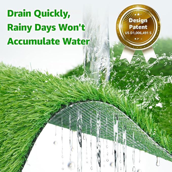 Artificial Grass Turf Outdoor for Garden Landscape Decoration, Fake Rug Mat with Drainage Holes,Synthetic Grass Lawn for Balcony,Backyard,Patio,Gate,Pool Deck, Dog Potty Training Grass 4ftx6ft