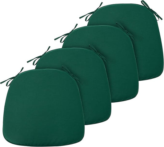 FUNHOME 17"x16"x2" Outdoor Chair Cushions Set of 4, Water Resistant Patio Chair Pads with Ties, Seat Cushions for Home Garden Furniture Decoration-Dark Green