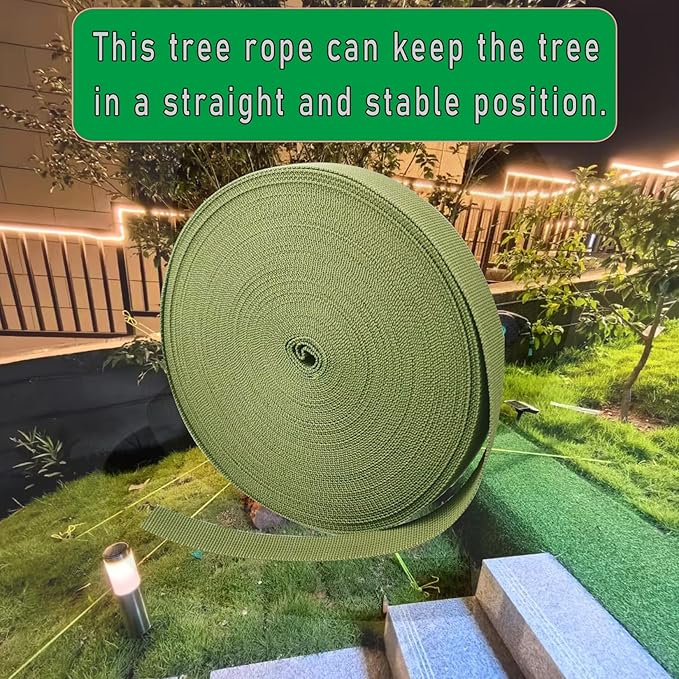 1 Roll 65.6 Feet Tree Tie for Plant Support Garden Strap 1 Inch Width Staking and Guying Material 1,800 Lbs Strength (Army Green)