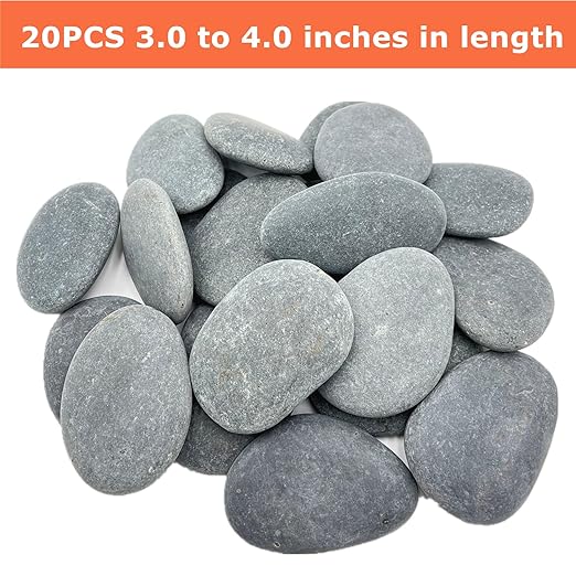 20PCS DIY Rocks 3"-4" Flat & Smooth for Painting, Arts, Crafts, Decoration - Large Kindness Rocks Hand Picked