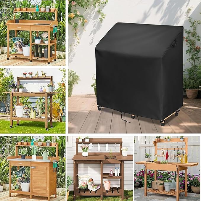 Potting Bench Cover - Anti-Uv All Weather Protection for Outdoor Furniture, 48x20x45.3 Inch Waterproof Heavy Duty Cover for Garden Patio Balcony Backyard Keeping Surfaces Clean Protected