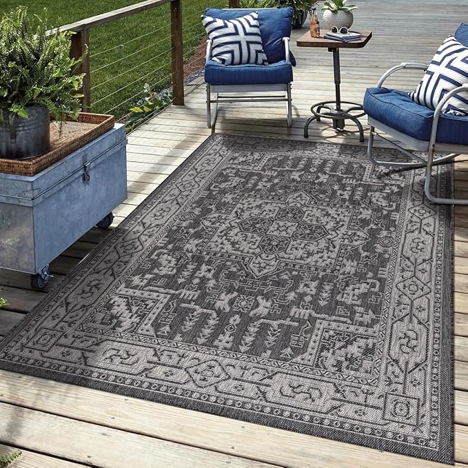 Keen Home Design Terrace Outdoor Area Rug - 46"x67" Washable Indoor/Outdoor Rug for Patio, Kitchen, Balcony, Beach, Garden, Deck and Porch, Size: 3'10" x 5'7", Medallion