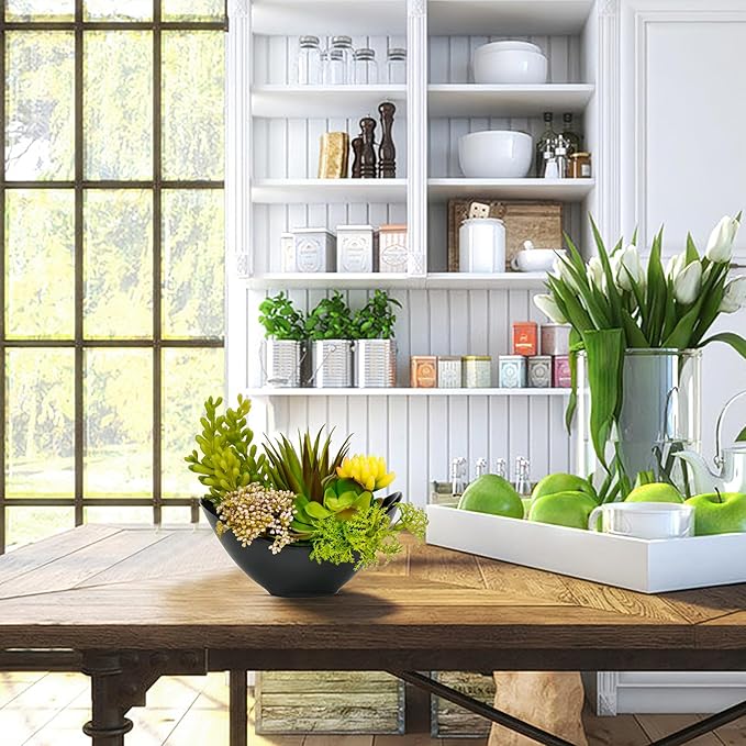 Luxsego Artificial Succulents Plants, Fake Potted Plants - 7.2 Inch Faux Succulents, Artificial Plants & Greenery for Hone Garden, Table Desk Shelves, Bathroom, Office Decorations(1 Pot)